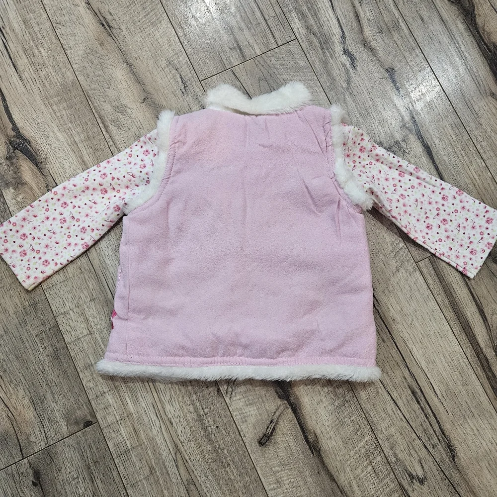 Vtg Y2K Pink Elmo Sesame Street Fur Lined Pink Vest w/ Undershirt Size 12 Months - Picture 6 of 6